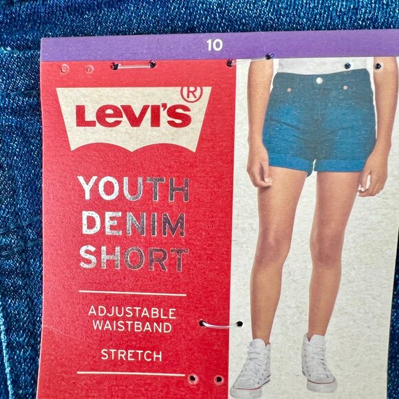 NWT Levi's Girls' Kids Girlfriend Dark Blue Cuffed Stretch Midrise Shortie Sz 10 - Picture 4 of 5
